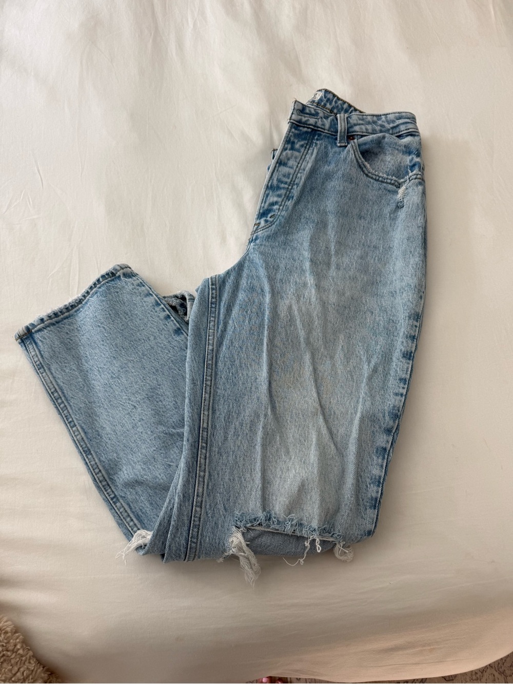 Abercrombie women’s curve love straight leg distressed jeans